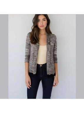 Belldini black and white open front cardigan, size L